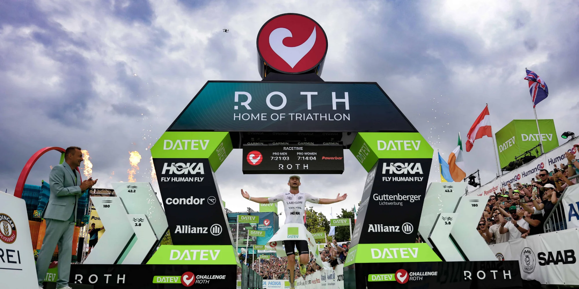 Triathlete racing on the bike course at Challenge Roth in Bavaria