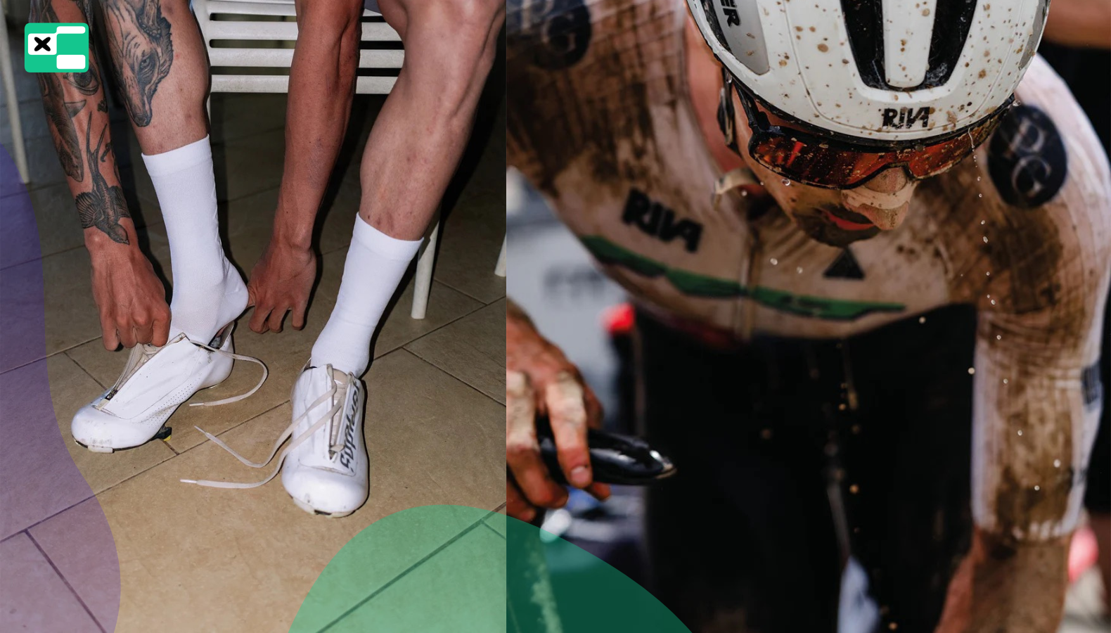 Cyclist's lower leg wearing tall aero socks on a time trial bike