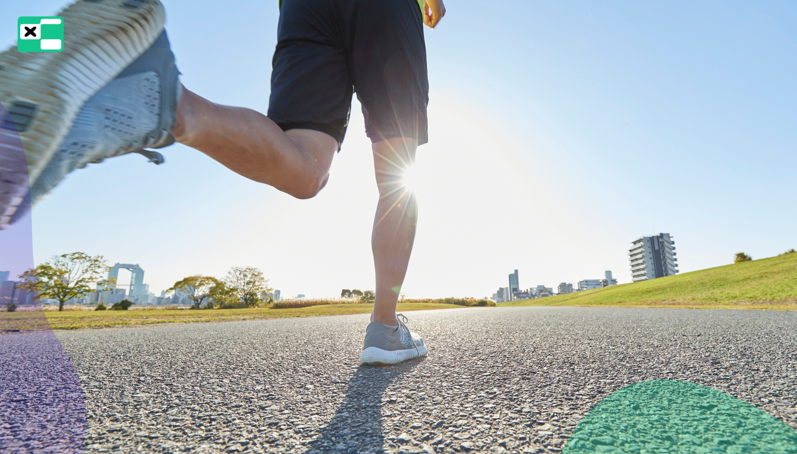 Triathlete training outdoors in bright sunlight.
