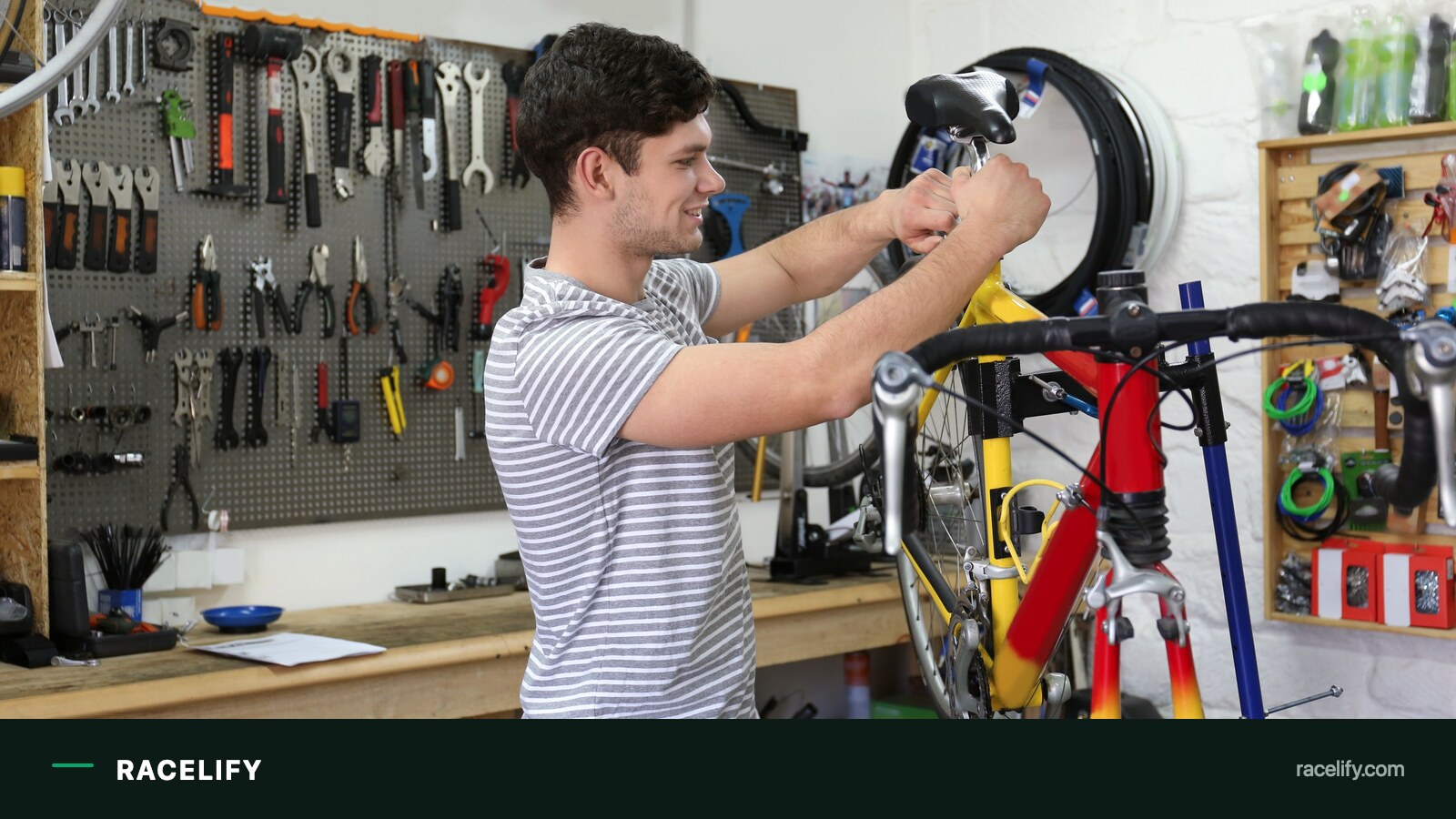 Bike tools laid out for roadside repair