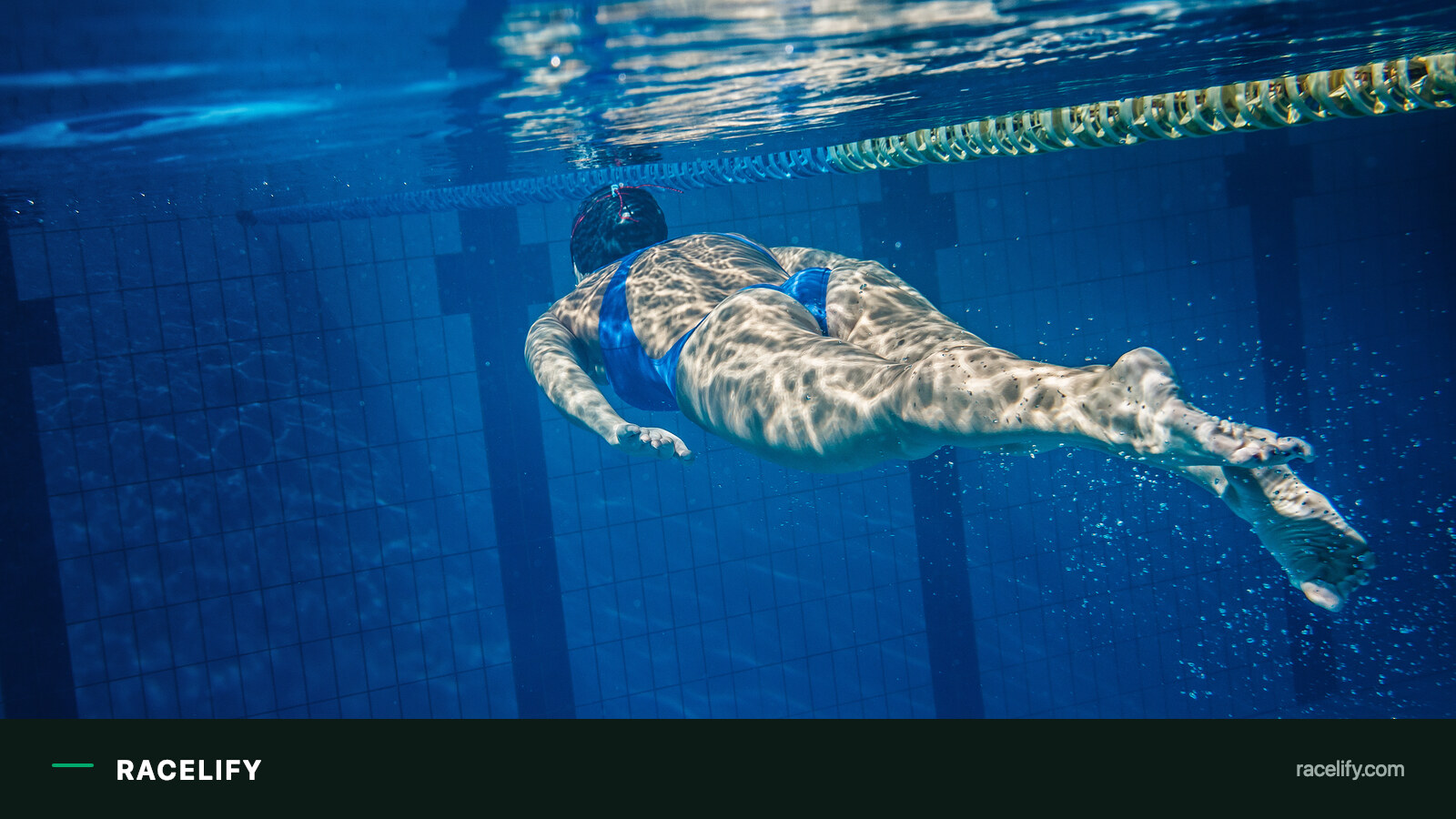 Underwater side view of a freestyle stroke