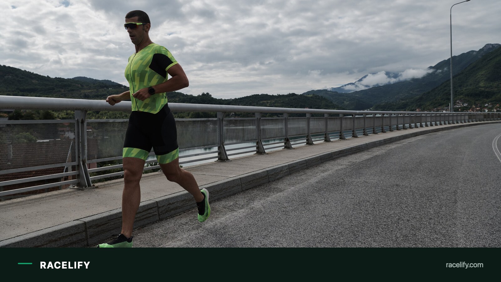Triathlete on the run leg of a race