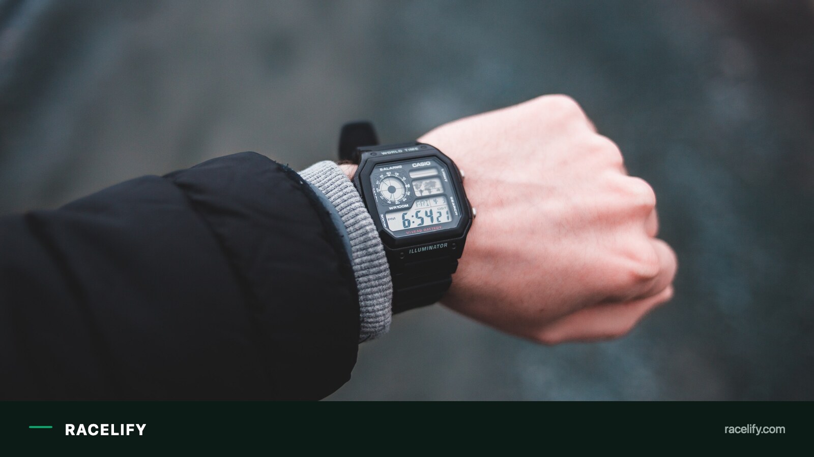 Multisport watch on a wrist during training