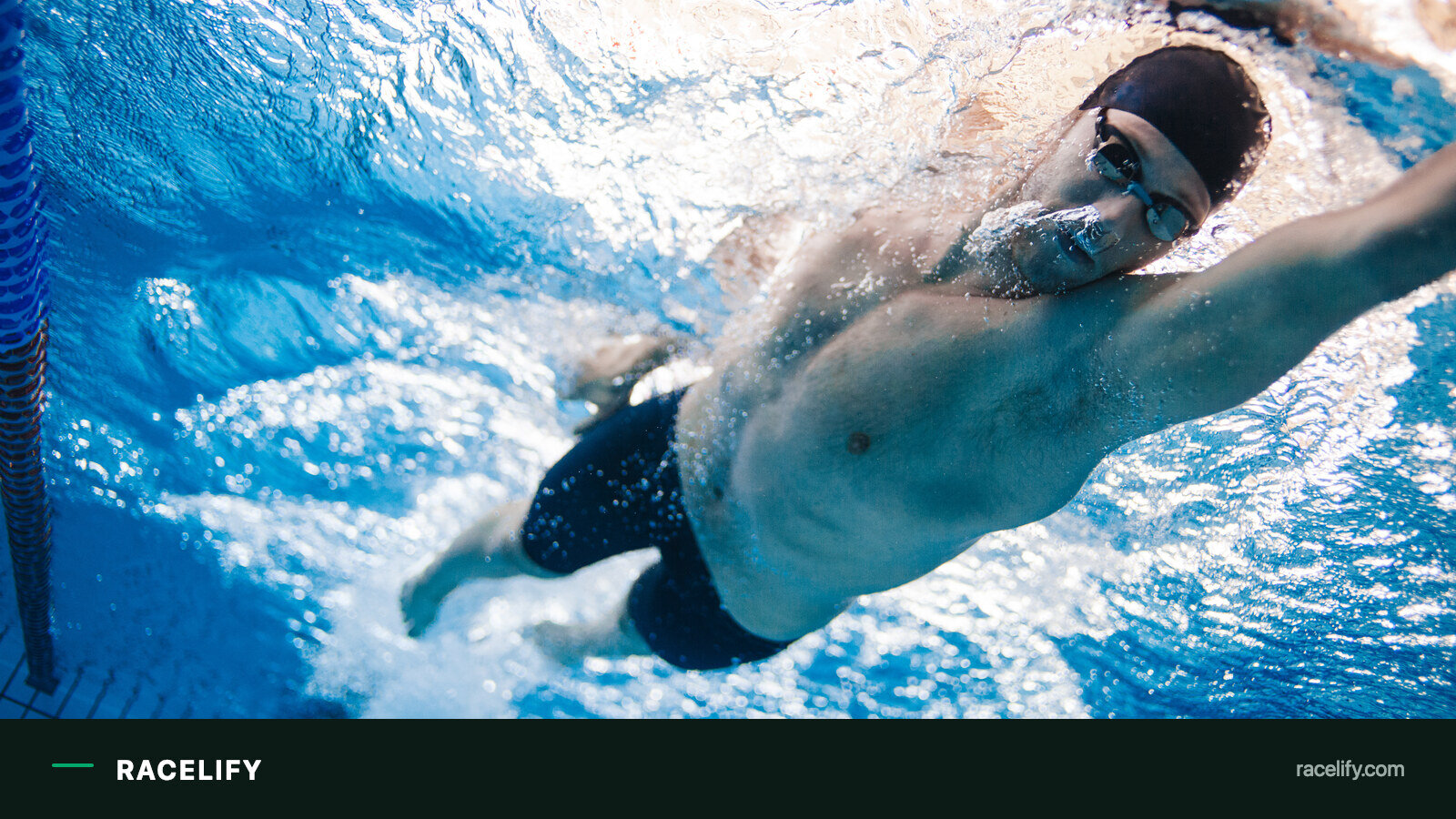 Freestyle swimmer breathing to the side underwater