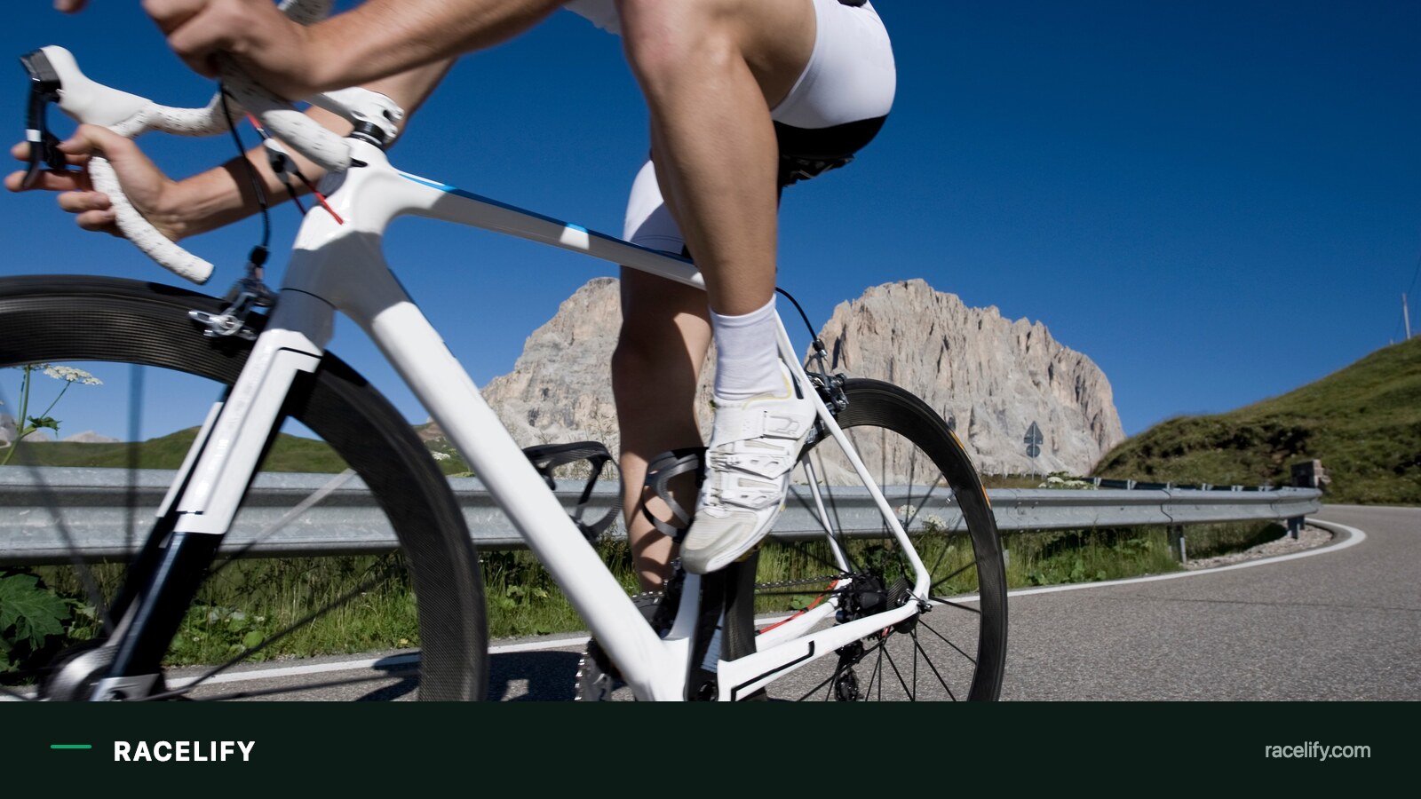 Triathlete pushing the pace on the bike leg