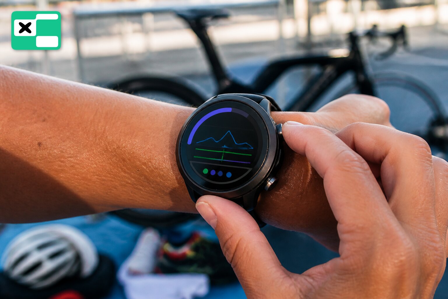 Suunto Race 2 triathlon watch showing transition mode